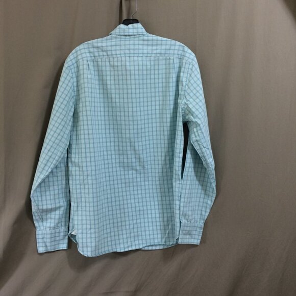 J Crew Mens Button Up Shirt Blue Windowpane Plaid 100% Cotton Size Medium - Picture 2 of 4